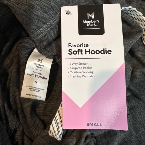 Members Mark Womens Size S Charcoal Grey Favorite Soft Pullover Hoodie NWT - Picture 2 of 6